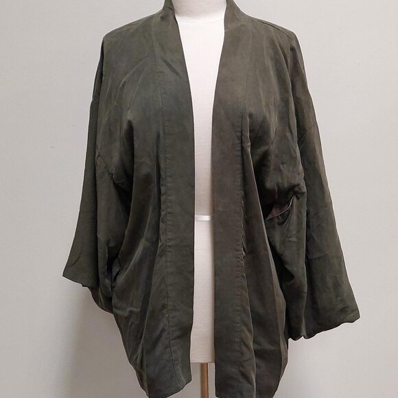 ZARA Trafaluc, Sage Green, Gold Embroidered Dragon, Kimono Jacket, Size:M - Picture 3 of 10